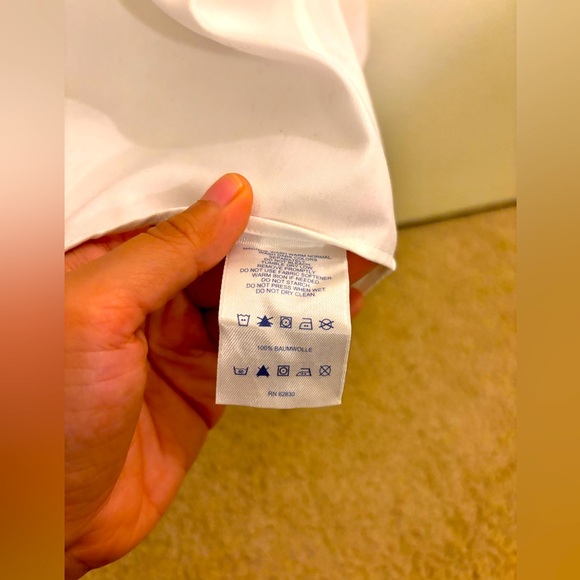 Lands End Men's Tailored Fit No Iron Solid Supima Cotton Oxford Dress Shirt - Picture 7 of 9